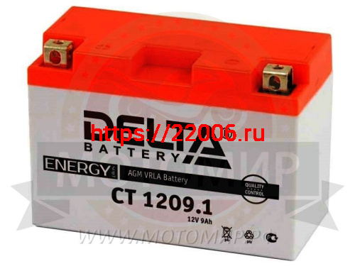 Аккумулятор 12В 9 А/ч, кислотный AGM ( DELTA СТ 1209) (150x86x108) прямая полярность Аккумулятор 12В 9 А/ч, кислотный AGM ( DELTA СТ 1209) (150x86x108) прямая полярность
