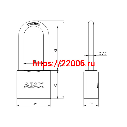 Замок Ajax (Аякс) навесной PD-0150-L MS 3 key англ./коробка фото 3 Замок Ajax (Аякс) навесной PD-0150-L MS 3 key англ./коробка фото 3