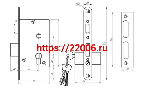 Замок Zenit (Зенит) врезной цилиндровый с защёлкой в комплекте с ручкой ЗВ4-3.07 (бронза), 4 кл. фото 2 Замок Zenit (Зенит) врезной цилиндровый с защёлкой в комплекте с ручкой ЗВ4-3.07 (бронза), 4 кл. фото 2