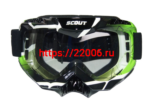 Очки мотокросс/спорт SCOUT (NK-1016) черн/зелен, резинка с силиконом, цветн упаковка Очки мотокросс/спорт SCOUT (NK-1016) черн/зелен, резинка с силиконом, цветн упаковка