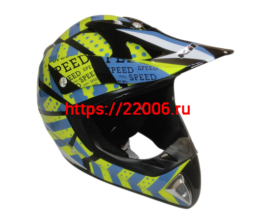 Шлем кроссовый KIRIN K27, черный, черн-бел, зелен-желт, размер M Шлем кроссовый KIRIN K27, черный, черн-бел, зелен-желт, размер M