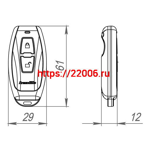 Брелок Armadillo (Армадилло) управления RC.RT01.04 BL черный фото 4 Брелок Armadillo (Армадилло) управления RC.RT01.04 BL черный фото 4