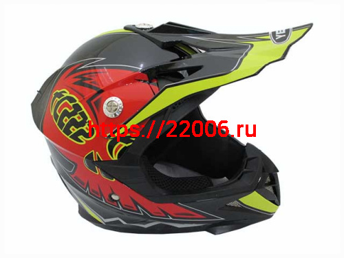 Мотошлем YM-211 KIDS черно-желтый/scull (S)