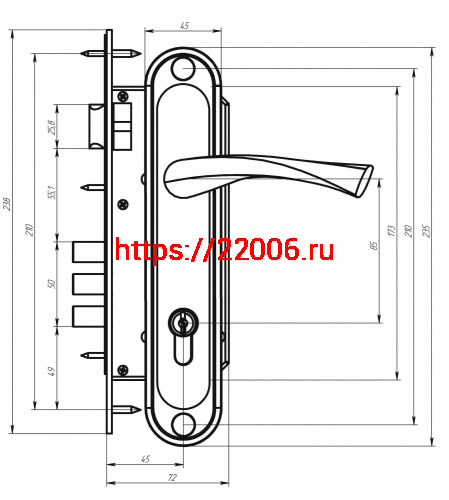 Ручка дверная Zenit (Зенит) на планке РФ1-85.02 (85 мм) хром фото 2 Ручка дверная Zenit (Зенит) на планке РФ1-85.02 (85 мм) хром фото 2