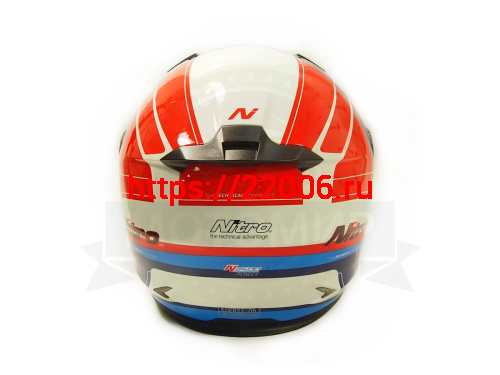 Шлем интеграл NITRO N2400 PIONEER (White/Red/Blue), размер L (6 шт в кор.) фото 4 Шлем интеграл NITRO N2400 PIONEER (White/Red/Blue), размер L (6 шт в кор.) фото 4