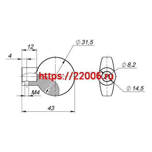 Вертушка Fuaro (Фуаро) на шток цилиндра T.Knob-D-PRO (CB-D-PRO) SSC-16 сатинированный хром фото 3 Вертушка Fuaro (Фуаро) на шток цилиндра T.Knob-D-PRO (CB-D-PRO) SSC-16 сатинированный хром фото 3