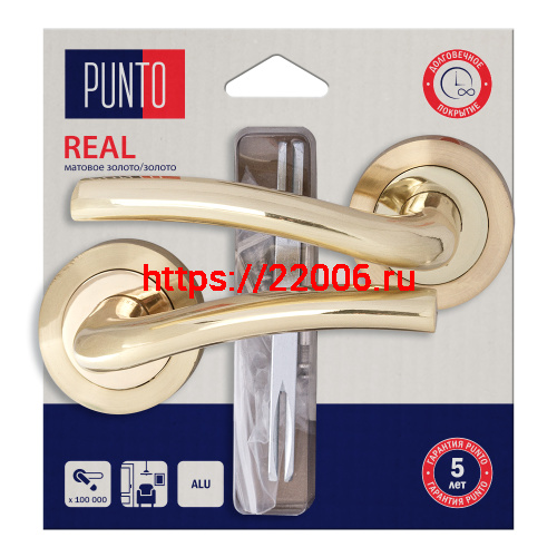 Ручка Punto (Пунто) раздельная LM/A R.TLK52.REAL/HD SG/GP-4 мат.золото/золото Ручка Punto (Пунто) раздельная LM/A R.TLK52.REAL/HD SG/GP-4 мат.золото/золото