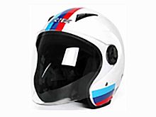 Мотошлем VIRTUE MD-207 открытый белый с цветными полосками (M)