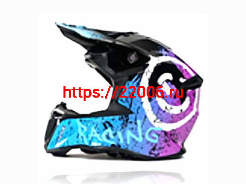 Мотошлем VIRTUE MD-902 Кросс черный с голубо-фиолетовым граффити (S)