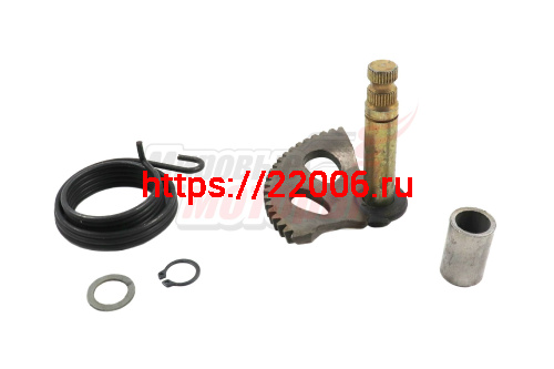 Вал кикстартера с сектором в сборе Yamaha JOG-50cc,2Т(L-95mm) (сектор,втулка, пруж,шайба, ст.кол.) Вал кикстартера с сектором в сборе Yamaha JOG-50cc,2Т(L-95mm) (сектор,втулка, пруж,шайба, ст.кол.)