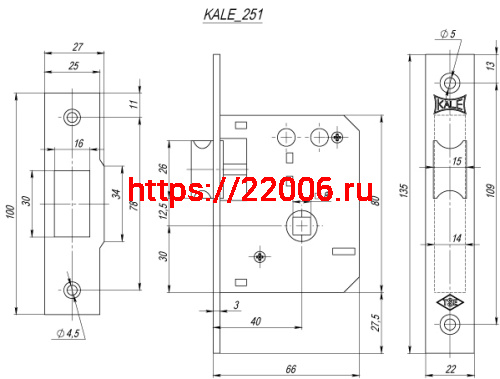 Защелка Kale kilit (Кале килит) врезная 251/R (40 mm) (латунь) фото 3 Защелка Kale kilit (Кале килит) врезная 251/R (40 mm) (латунь) фото 3
