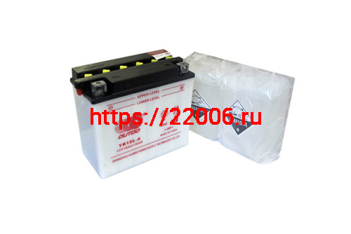 Аккумулятор OUTDO DC YB18L-A (12v/ 18hr) сухозаряженный, с электролитом (180*90*162) 3