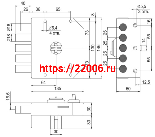 Замок Elbor (Эльбор) накладной Гранит 1.06.61.КМА никель, сув., 4 риг., задв., зап. коробка, медный антик /32400/ фото 2 Замок Elbor (Эльбор) накладной Гранит 1.06.61.КМА никель, сув., 4 риг., задв., зап. коробка, медный антик /32400/ фото 2