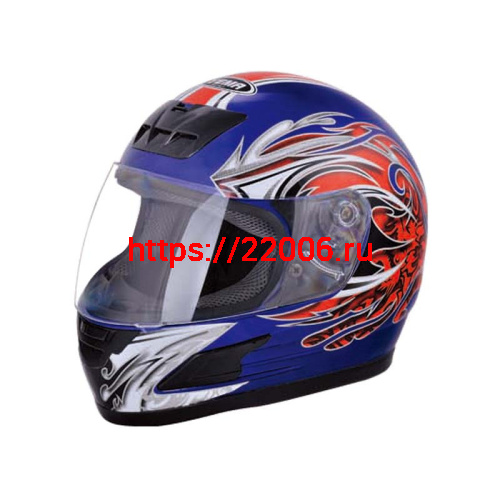 Мотошлем YM-802 синий (М) + дополнительное стекло синее