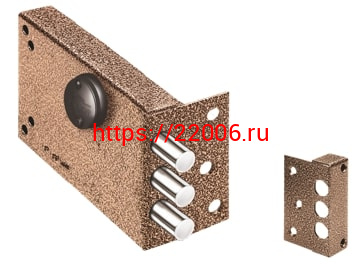 Замок Elbor (Эльбор) накладной Лазурит 1.02.51.КМА никель, сув., 3 риг., зап. коробка, медный антик /40062/ Замок Elbor (Эльбор) накладной Лазурит 1.02.51.КМА никель, сув., 3 риг., зап. коробка, медный антик /40062/