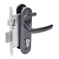 Замок Absolyute (Абсолют) врезной цилиндровый с защёлкой в комплекте с ручкой ЗВ4.2-08 (серебро антик), 4 кл.