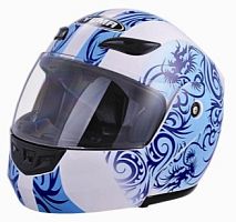 Мотошлем YM-920 бело-голубой  (XL)