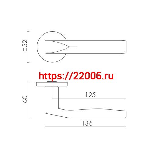 Ручка Fuaro (Фуаро) раздельная R.SLR52.PRIZMA SSC-16 сатинированный хром фото 3