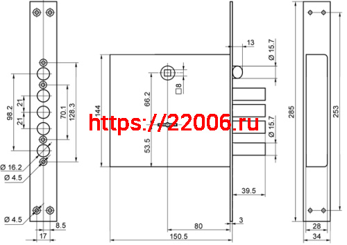 Замок Border (Бордер) врезной сувальдный с защёлкой ЗВ9-8 МК4/15, 5 кл. /77740/ фото 2