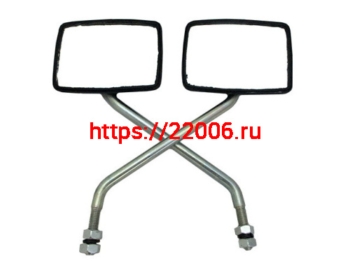 Зеркало квадратное пластик стойка цинк М10 (производство Ирбит) заднего вида