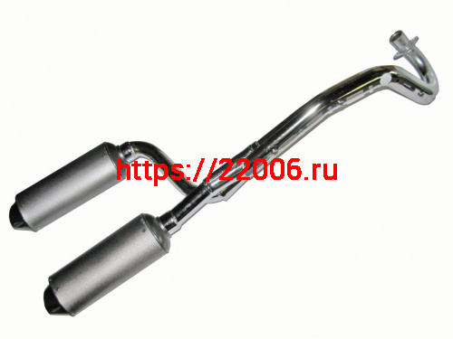 Выхлопная система CRF50 два овальных глушителя, труба нержавеющая сталь (титановый серый)
