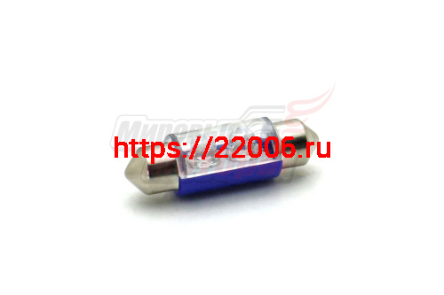 Лампа 12 В T11х36, 2 светодиода LED, двухцокольная, подсветки, синяя Лампа 12 В T11х36, 2 светодиода LED, двухцокольная, подсветки, синяя