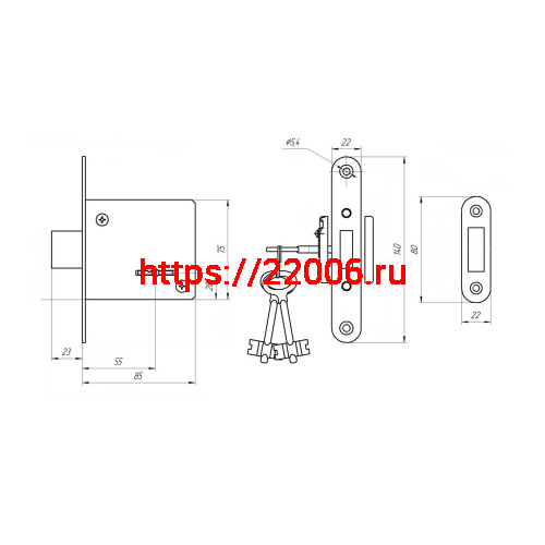 Замок Absolyute (Абсолют) врезной сувальдный ЗВ8-4А, 3 кл. фото 2