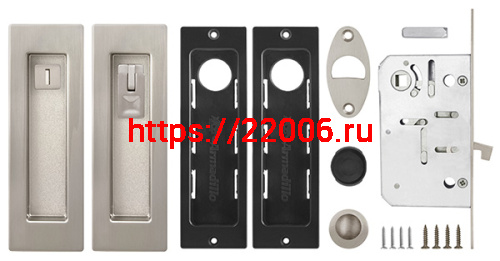 Защелка Armadillo (Армадилло) с ручками для раздвижных дверей SH.URB153.KIT011-BK (SH011 URB) SN-3 матовый никель фото 2 Защелка Armadillo (Армадилло) с ручками для раздвижных дверей SH.URB153.KIT011-BK (SH011 URB) SN-3 матовый никель фото 2