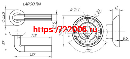 Ручка Fuaro (Фуаро) раздельная R.RM54.LARGO (LARGO RM) SN/CP-3 матовый никель/хром фото 3