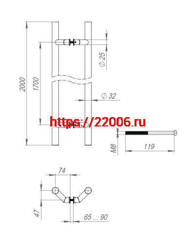Ручка-скоба Fuaro (Фуаро) PULL.PH32/2000.45 INOX 304 фото 3 Ручка-скоба Fuaro (Фуаро) PULL.PH32/2000.45 INOX 304 фото 3