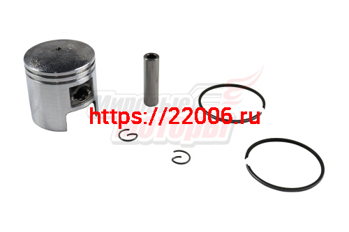Поршень 43 мм (2х такт.двиг.) (с кольцами, пальцем, стопор.кольц.) Поршень 43 мм (2х такт.двиг.) (с кольцами, пальцем, стопор.кольц.)
