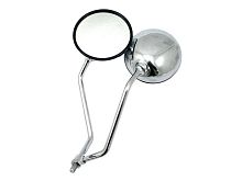 Зеркала заднего вида №15 пластик хром круглое дутое длиная стойка М10 D=130 мм (Урал)