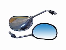 Зеркала заднего вида №53 пластик бобовидное хром  стойка резьба М10