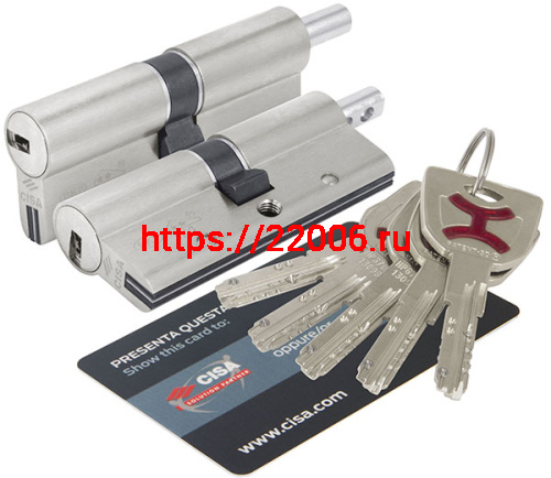 Цилиндровый механизм Cisa (Чиза) под вертушку AP4S 0P3S2-29.12 (90 мм/40+10+40), НИКЕЛЬ