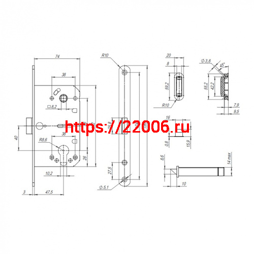 Корпус Punto (Пунто) замка ML85-50/BL AB (бронза) блистер фото 3