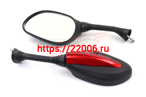 Зеркала (114) пласт. (чёрные с красной вставкой) (8mm) Зеркала (114) пласт. (чёрные с красной вставкой) (8mm)