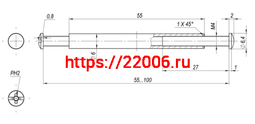 Стяжка Armadillo (Армадилло) М4х55 AB Бронза с декоративной шляпкой 6,4 мм фото 2 Стяжка Armadillo (Армадилло) М4х55 AB Бронза с декоративной шляпкой 6,4 мм фото 2