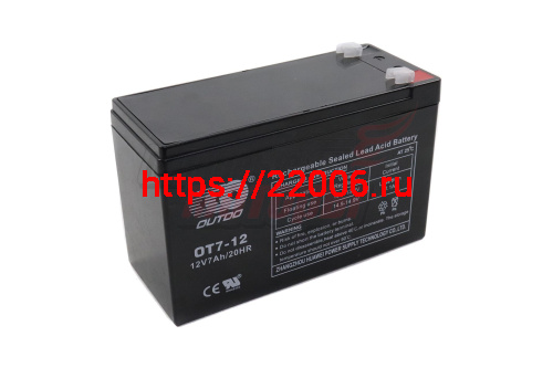 Аккумулятор герметичный 12В 7Aч OUTDO OT7-12 (аналог DT1207)(151x65x94mm)(электромашинки) Аккумулятор герметичный 12В 7Aч OUTDO OT7-12 (аналог DT1207)(151x65x94mm)(электромашинки)
