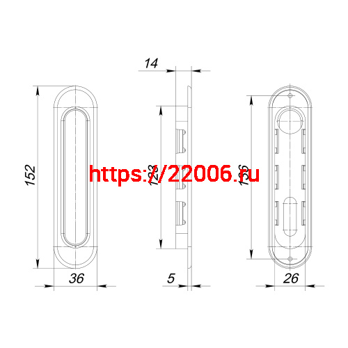Ручка Punto (Пунто) для раздвижных дверей SH.SL152.010 (Soft LINE SL-010) SG матовое золото фото 4