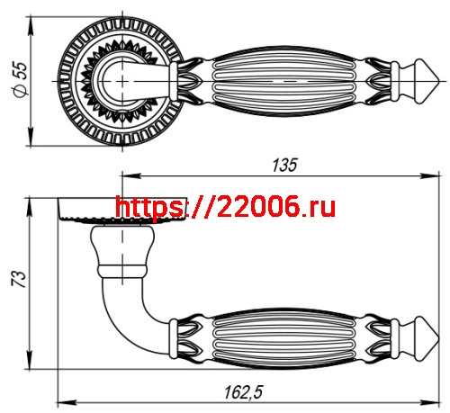 Ручка Armadillo (Армадилло) раздельная R.CL55.Bella (Bella CL2) AS-9 античное серебро фото 3