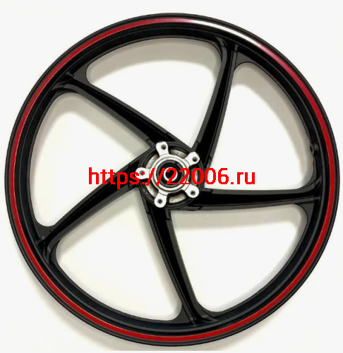 Диск колеса задний, дисковый тормоз, литой, красная полоса Orion-110 см3 Диск колеса задний, дисковый тормоз, литой, красная полоса Orion-110 см3