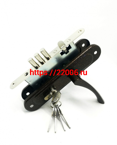 Корпус Zenit (Зенит) врезного замка с защелкой в комплекте с ручкой ЗВ4.009/17 (медь), 4 кл.