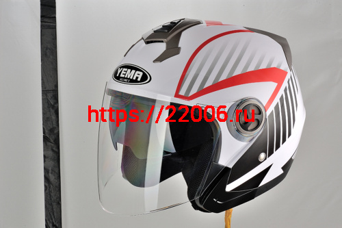 Шлем открытый YM-623 "YAMAPA", бело-красный, р-р XL(с АНТИкр,внутр солнцезащитн очки,прозр. визор,) Шлем открытый YM-623 "YAMAPA", бело-красный, р-р XL(с АНТИкр,внутр солнцезащитн очки,прозр. визор,)