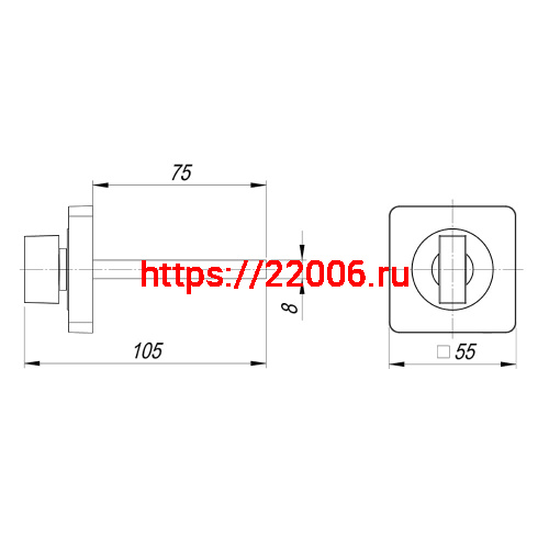 Ручка Armadillo (Армадилло) поворотная BKW8.K.SQ52 (BKW8/SQ) SN-3 матовый никель фото 3 Ручка Armadillo (Армадилло) поворотная BKW8.K.SQ52 (BKW8/SQ) SN-3 матовый никель фото 3