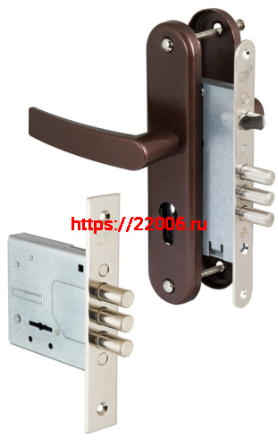 Комплект Sam (Сам) врезных замков с ручкой Комплект дверника №3 (ЗВ8-6/13, ЗВ4-31/55, РФ55-002/90) /60029/