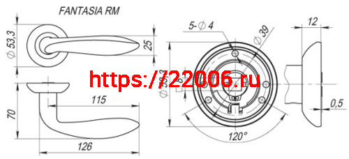 Ручка Fuaro (Фуаро) раздельная R.RM54.FANTASIA (FANTASIA RM) SN/CP-3 матовый никель/хром фото 3