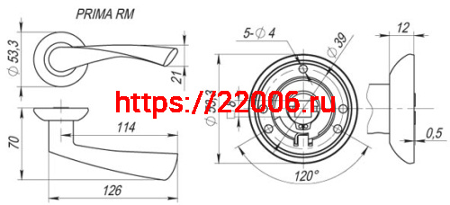 Ручка Fuaro (Фуаро) раздельная R.RM54.PRIMA (PRIMA RM) SN/CP-3 матовый никель/хром фото 3
