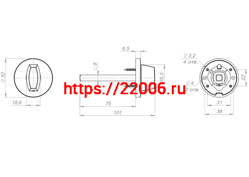 Ручка Fuaro (Фуаро) поворотная BKW8x75.R.RLR52 BL-24 черный фото 3