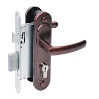 Замок Absolyute (Абсолют) врезной цилиндровый с защёлкой в комплекте с ручкой ЗВ4.2-08 (медь антик), 4 кл.