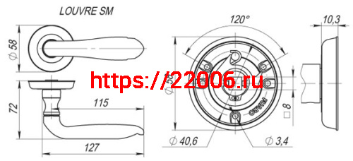 Ручка Fuaro (Фуаро) раздельная R.SM58.LOUVRE (LOUVRE SM) AS-3 античное серебро фото 3